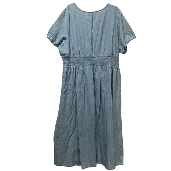 Falls Creek 3X Light Blue Denim Button Down Midi Length Cottagecore Dress G2 - Picture 2 of 4